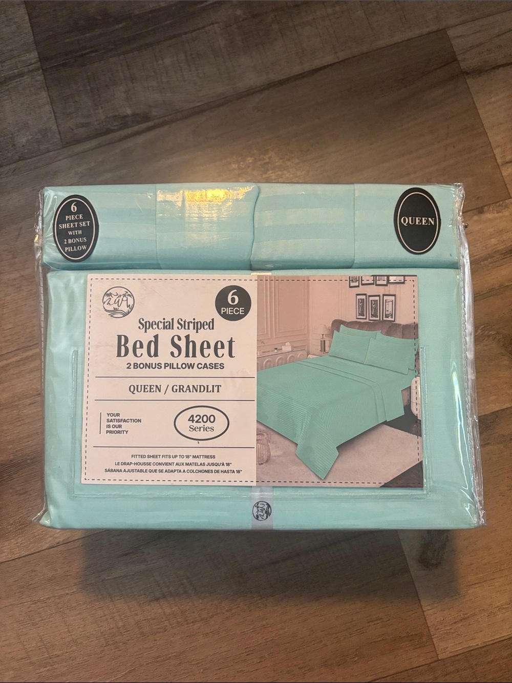 Special Striped Bed Sheet Set - Aqua (Queen)